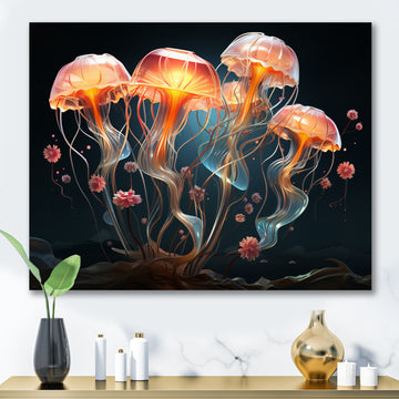 Jellyfish Luminescent Beauty Geometric - Peach Jellyfish Wall Art